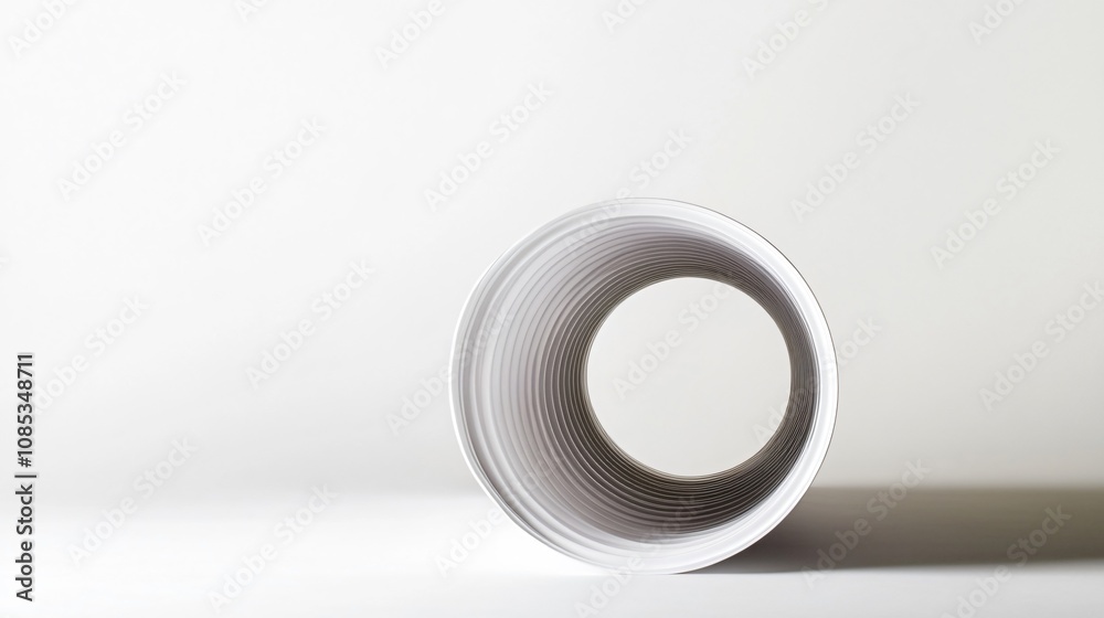 Abstract White Circular Form - Minimalist Design on Bright Background Abstract White Circular Form - Minimalist Design on Bright Background