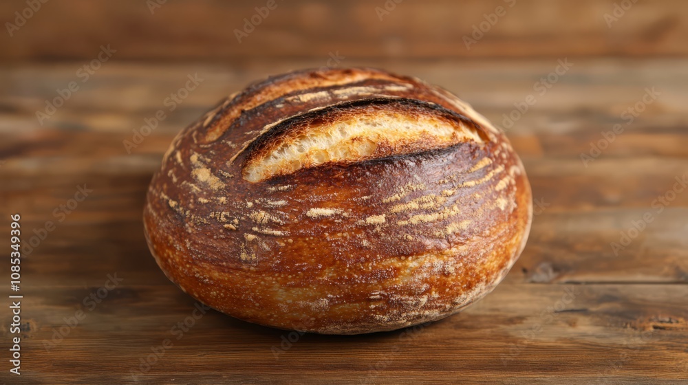 Artisan Sourdough Bread on Rustic Wood Artisan Sourdough Bread on Rustic Wood