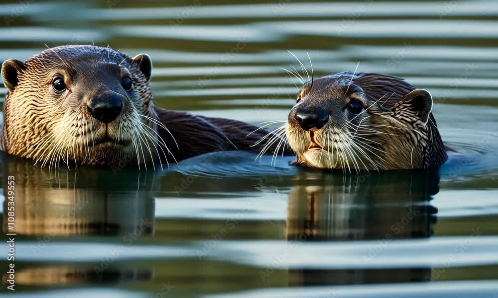 Otters playing in the water Otters playing in the water