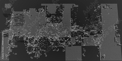 Sci-fi fractal geometric black and white background