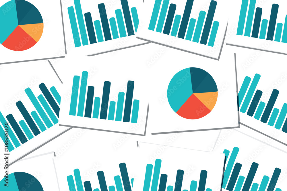 Generate an image of aesthetically pleasing bar graphs and pie charts ...