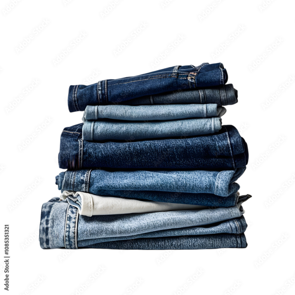 A pile of jeans on transparent background A pile of jeans on transparent background