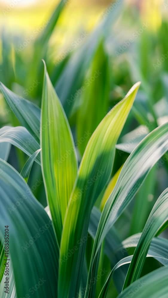 Close-up view of vibrant green plant leaves in a field Close-up view of vibrant green plant leaves in a field