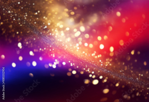 Abstract background with gold glitter and bokeh.