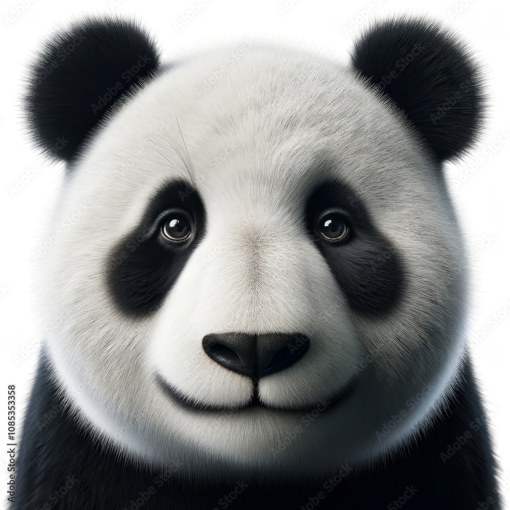 Fototapeta premium Cute Black and White Panda Bear Animal Portrait. Amazing China Wildlife Rare Mascot. Fluffy Lazy Adorable Funny Wild Monochrome Bear Character. 
