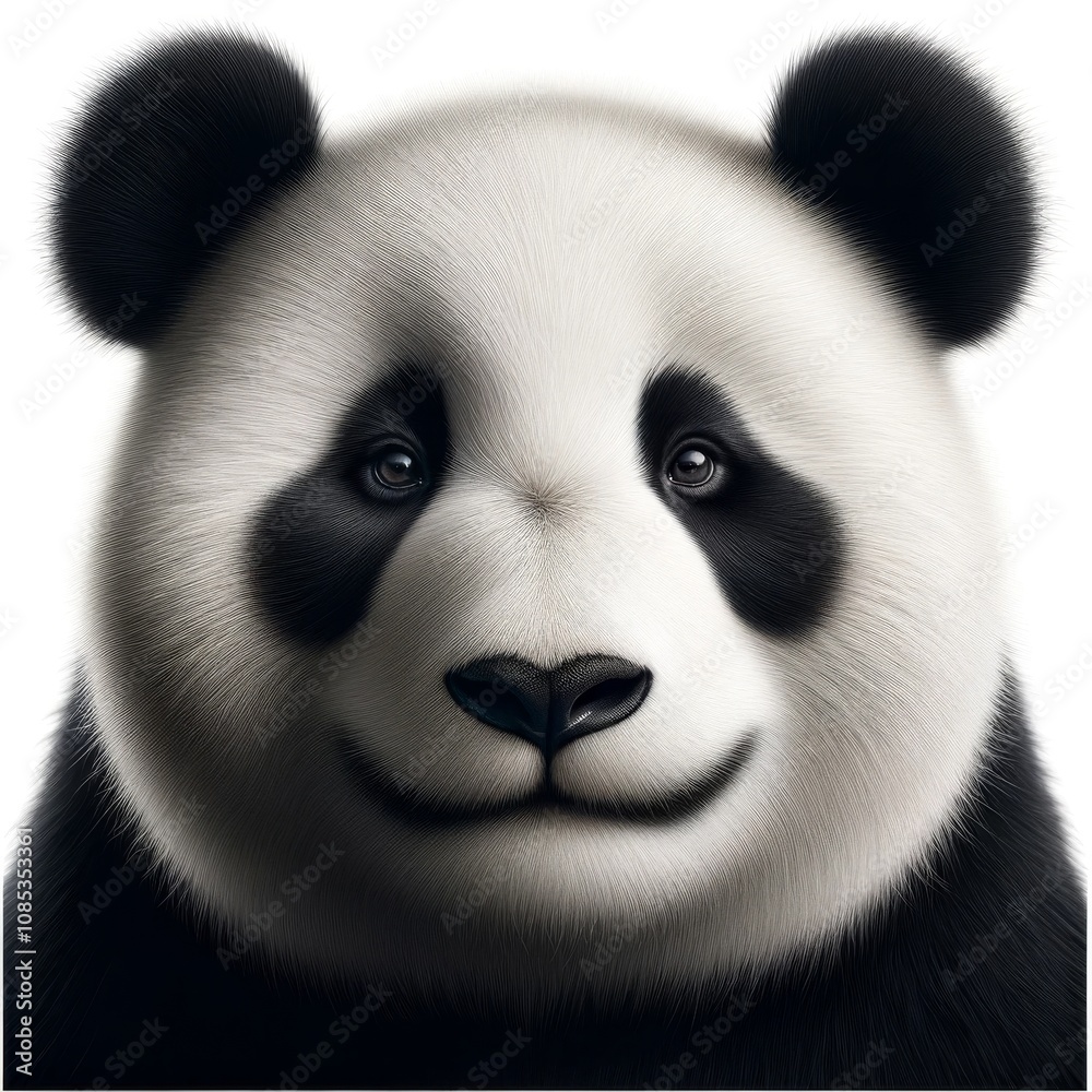 Fototapeta premium Cute Black and White Panda Bear Animal Portrait. Amazing China Wildlife Rare Mascot. Fluffy Lazy Adorable Funny Wild Monochrome Bear Character. 