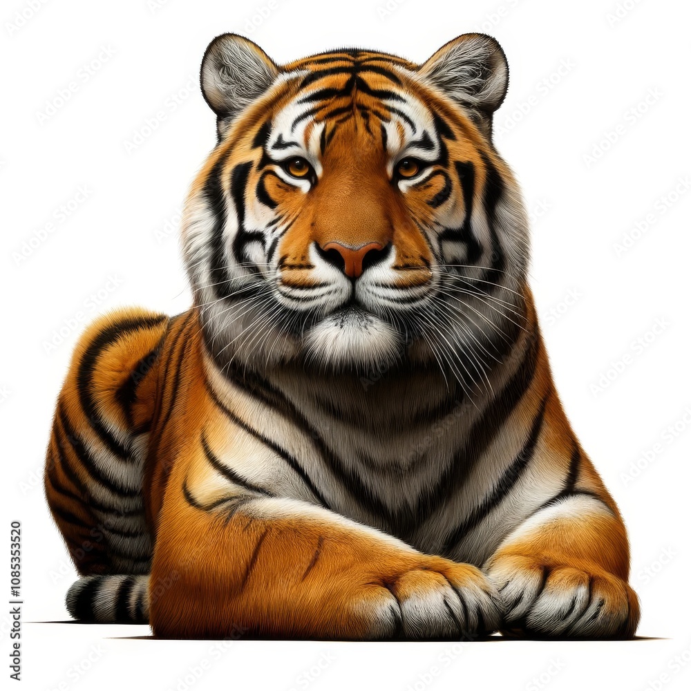 Obraz premium Wild Bengal Tiger Animal Portrait. Strong and Cruel Predator Mascot. Striped Dangerous and Amazing Wild Cat Feline Animal Face. 