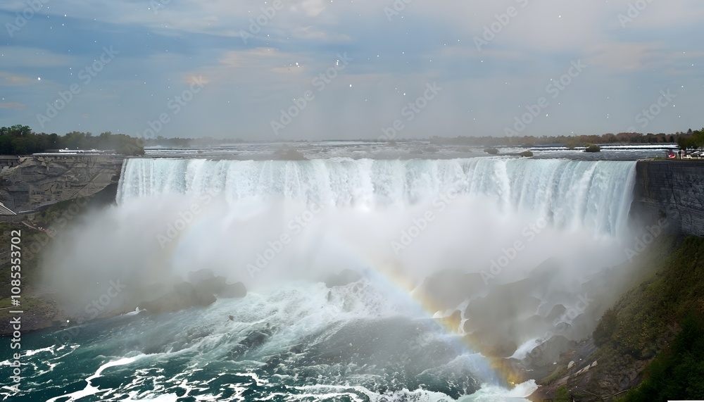 Iconic Niagara Falls with Powerful Plunge Iconic Niagara Falls with Powerful Plunge