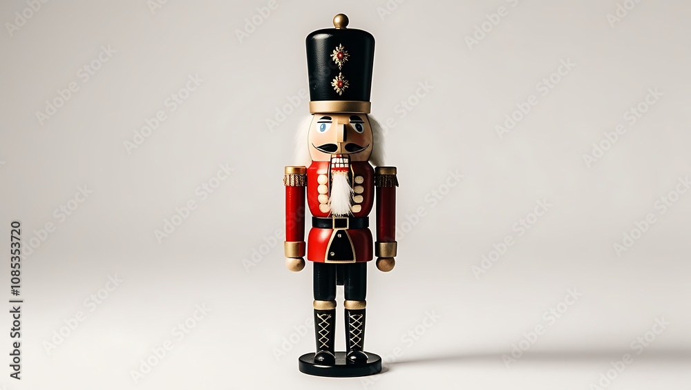 Classic Nutcracker Soldier Figurine with Red Coat, Black Hat, and Golden Embellishments – Festive Holiday Decor Classic Nutcracker Soldier Figurine with Red Coat, Black Hat, and Golden Embellishments – Festive Holiday Decor