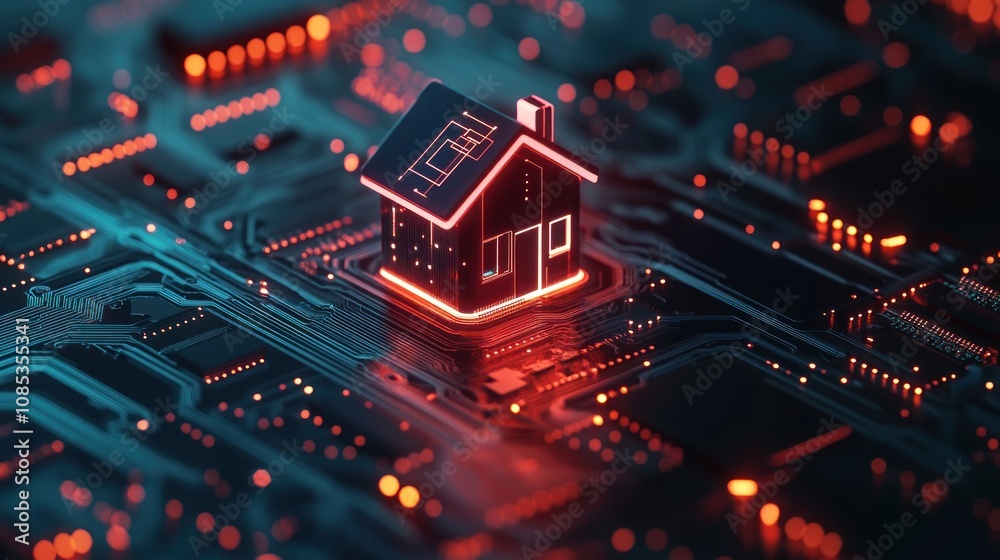 Obraz premium Smart Home on Circuit Board
