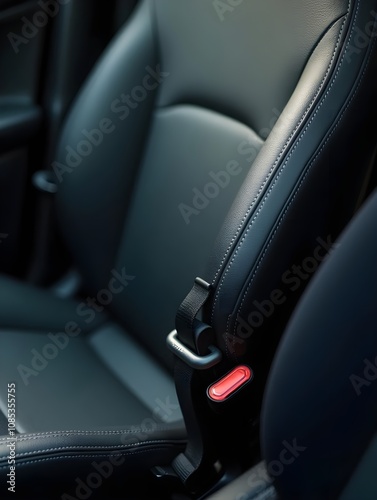 Close Up of fastening seat safety belt in car for before driving on the road.