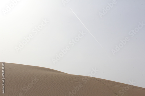 Gentle sand dunes stretching to the horizon under a pale sky, symbolizing tranquility and solitude.
