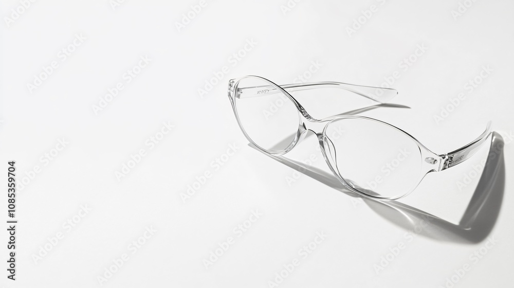 Transparent Elegance: Clear Eyeglasses on White - Minimalist Eyewear Fashion