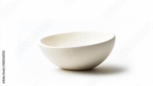 Empty White Bowl on White Background: Minimalist Kitchenware Photography