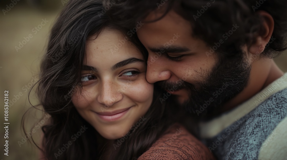 A joyful moment shared between two young adults in a serene outdoor setting