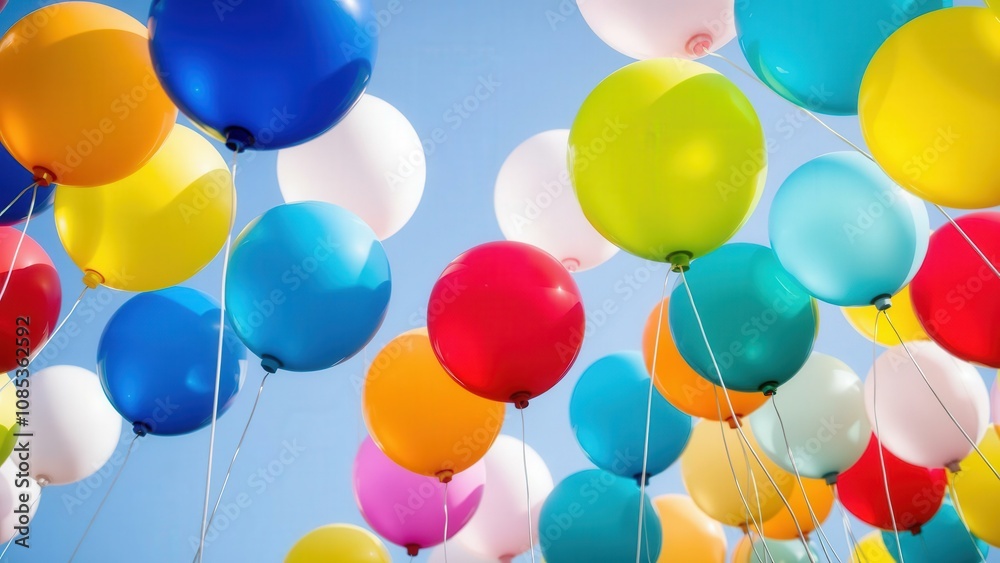 Vibrant Balloons Soaring in the Sky, Perfect for Celebrations, Birthdays, or Festive Decorations Vibrant Balloons Soaring in the Sky, Perfect for Celebrations, Birthdays, or Festive Decorations