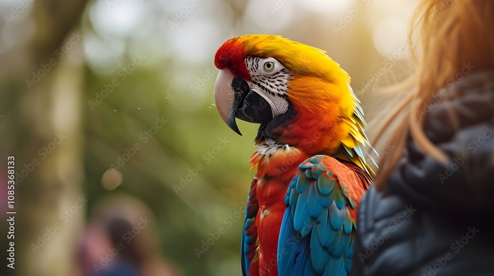 Close-up of a colorful macaw parrot with blurred green background Close-up of a colorful macaw parrot with blurred green background
