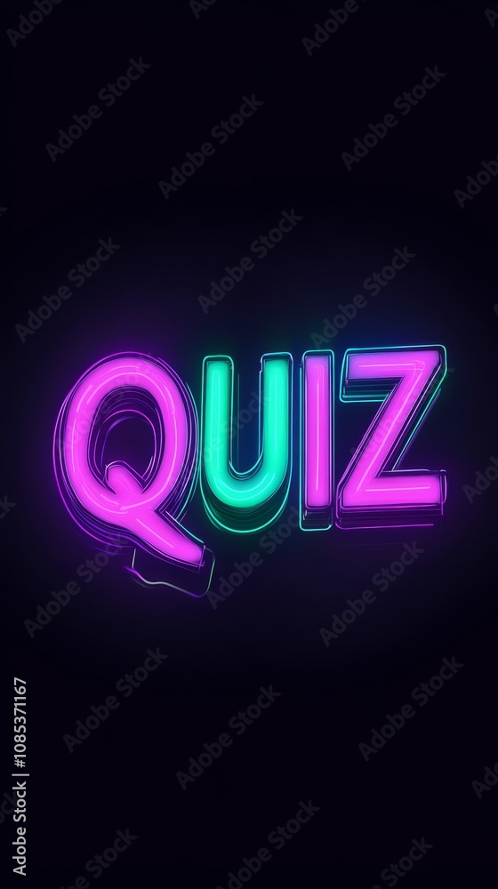Neon Quiz Night: Vibrant purple and teal neon sign spelling out Neon Quiz Night: Vibrant purple and teal neon sign spelling out