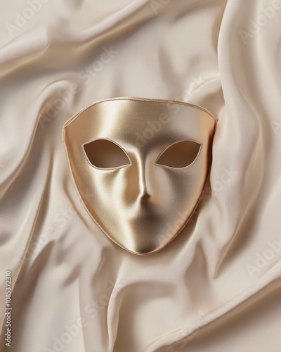 An elegantly showcased silk face mask on a pristine backdrop emphasizes its luxurious texture and vibrant hue, perfect for beauty and style themes photo