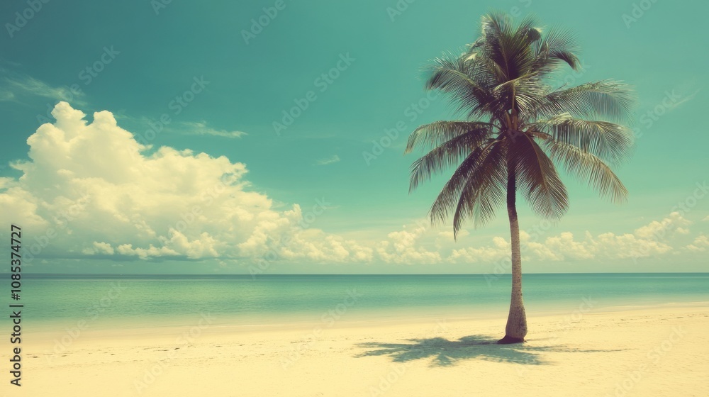 Fototapeta premium Palm Tree on Tropical Beach