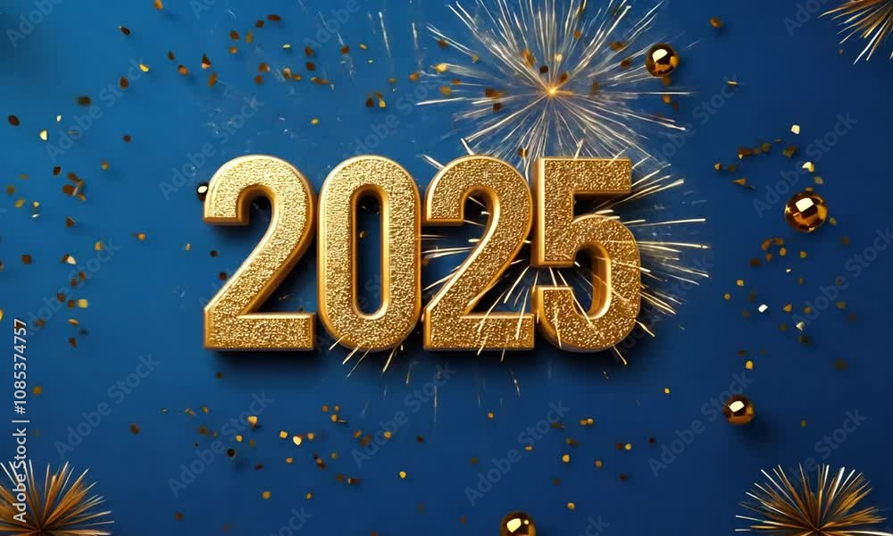 Sparkling 2025 Celebration with Decorative Elements and Festive Atmosphere Perfect for New Year’s Greetings, Party Invitations, or Seasonal Promotions