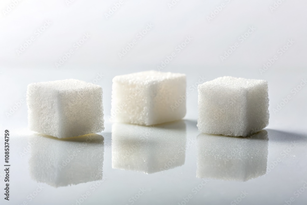 Three Isolated Sugar Cubes on White Background for Culinary and Product Photography, Capturing Minimalist Aesthetics and Sweetness in a Clean Composition for Stock Use Three Isolated Sugar Cubes on White Background for Culinary and Product Photography, Capturing Minimalist Aesthetics and Sweetness in a Clean Composition for Stock Use