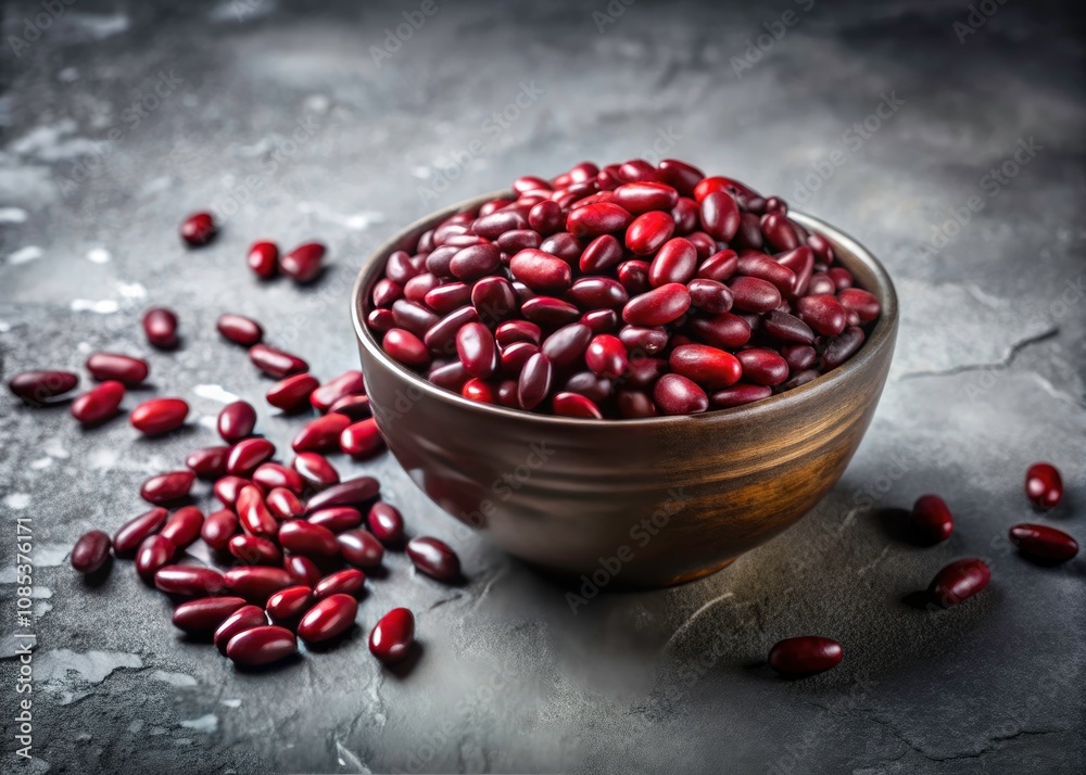 Bokeh Effect of Red Kidney Beans in a Bowl on Textured Grey Stone Background - Natural Beauty and Simplicity Bokeh Effect of Red Kidney Beans in a Bowl on Textured Grey Stone Background - Natural Beauty and Simplicity