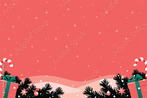 Create a charming vector background featuring adorable Christmas gifts and colorful candy, ideal for festive designs.  Include playful elements and vibrant colors.