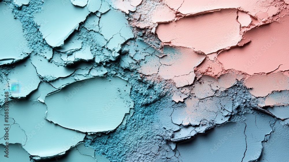Close up on pale eyeshadow product backgrounds paint deterioration Close up on pale eyeshadow product backgrounds paint deterioration