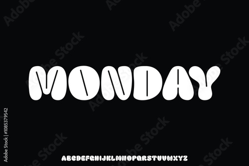 Modern trendy bubble style alphabet display font vector illustration