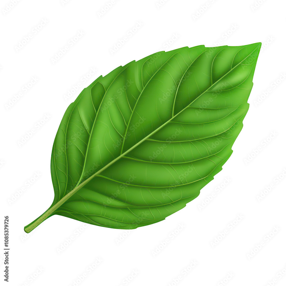 Fototapeta premium Green leaf with detailed texture and vibrant color Isolated on transparent background