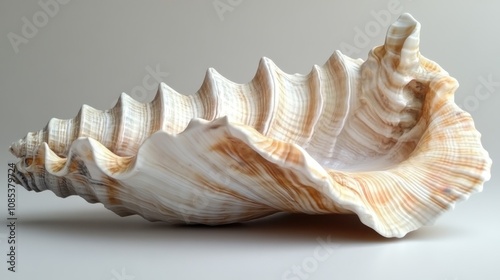 Conch shell white background invertebrate seashell.