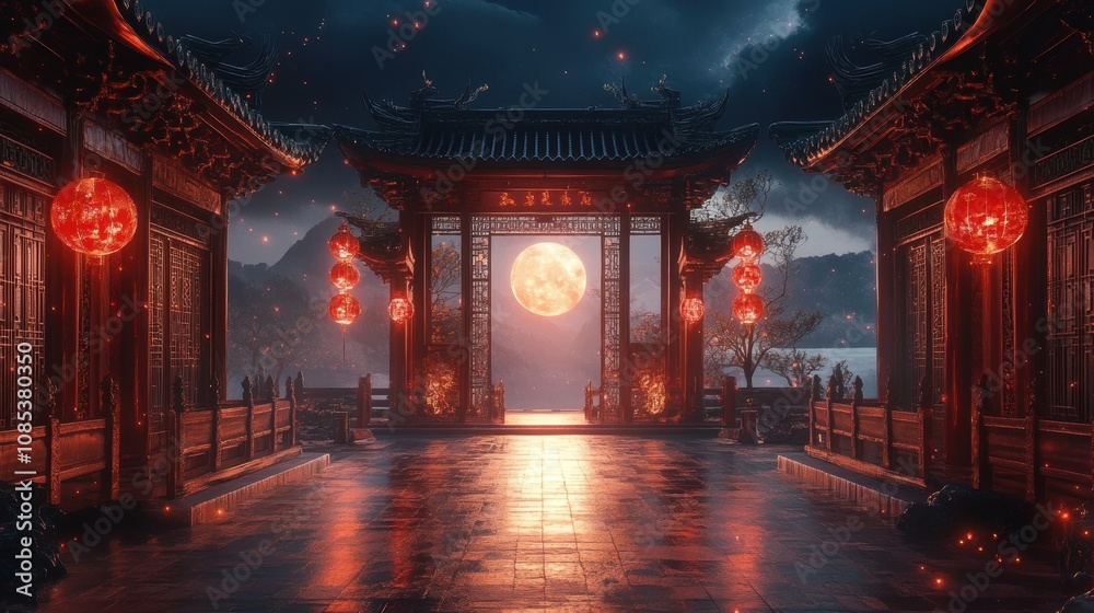 Chinese gate architecture decoration chinese new year