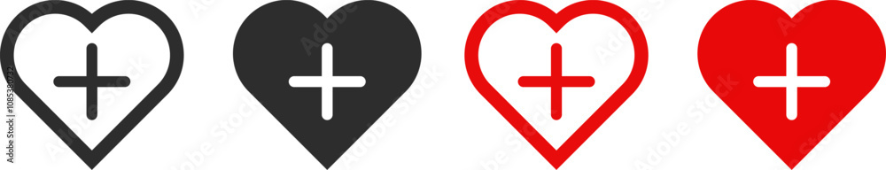 add to wishlist icon set. Love with plus symbol. Favorite product concept.
add to wishlist icon set. Love with plus symbol. Favorite product concept.