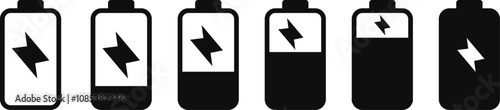 Set of Battery GSM icon. Batteries status symbols. Loading battery concept. Battery charge sign.
