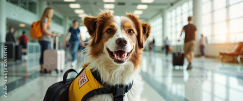 Therapy Dog in Airport Wearing 