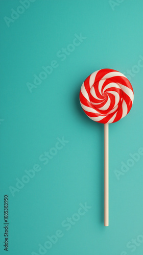 A vertical digital illustration of a lollipop on a blue background