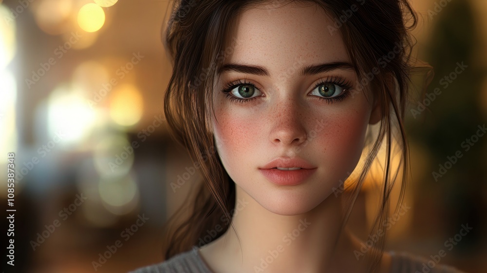 Portrait of a Woman with Freckles and Green Eyes Portrait of a Woman with Freckles and Green Eyes