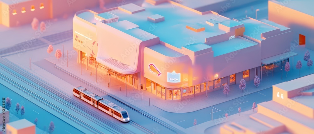Urban Oasis: A pastel cityscape with a sleek, modern tram gliding through the streets, capturing the essence of urban renewal and vibrant living. Urban Oasis: A pastel cityscape with a sleek, modern tram gliding through the streets, capturing the essence of urban renewal and vibrant living.
