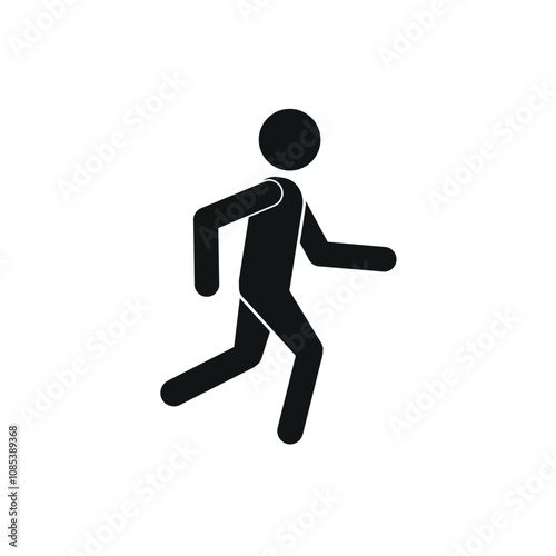  pictogram of a human figure, a stick man running on a transparent background