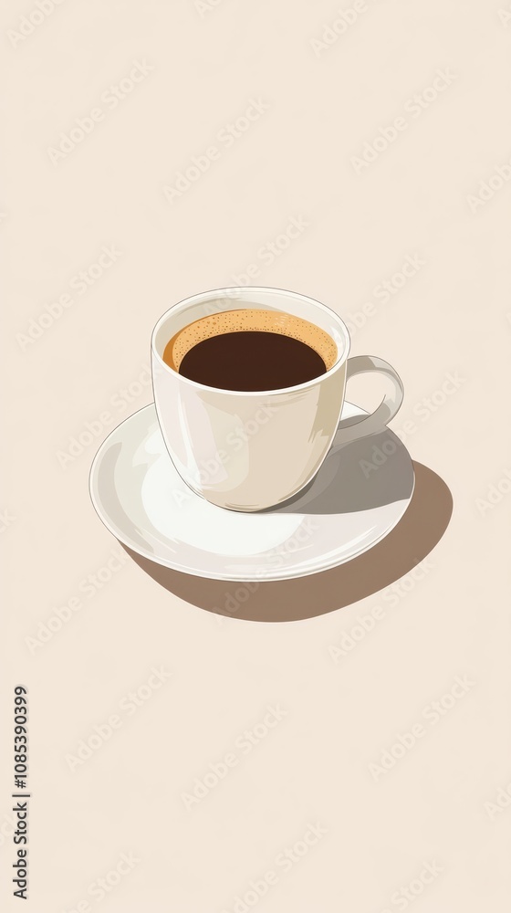 Coffee Break: A simple yet elegant illustration of a steaming cup of coffee on a saucer, perfect for adding a touch of warmth and sophistication to any design. Coffee Break: A simple yet elegant illustration of a steaming cup of coffee on a saucer, perfect for adding a touch of warmth and sophistication to any design.