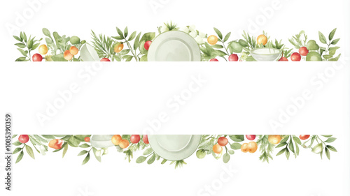 Watercolor floral frame with place for your text. Vector illustration.