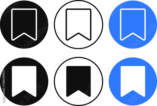 Bookmark icon set.Save and unsaved concept. study book favorite page mark symbol. 
