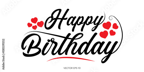 Happy Birthday Typography Vector Illustration