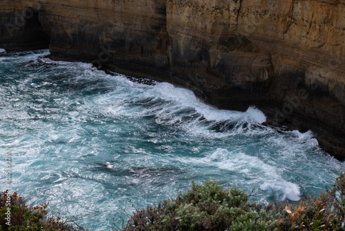 waves crashing on rocks, Loch Ard Gorge Melbourne,  Australia photo