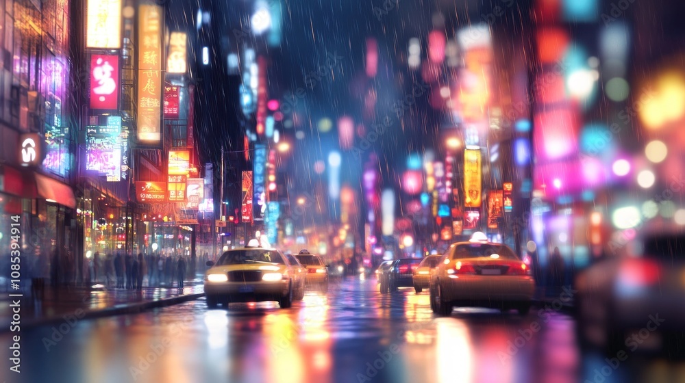 Rainy Night Cityscape Rainy Night Cityscape