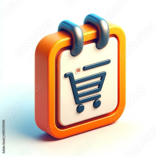 Floating Shopping List Icon in 3D with Smooth Rounded Edges photo