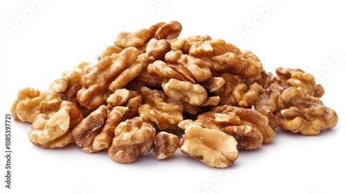 Walnut Bounty: A heaping pile of walnuts, their rich brown shells and creamy interiors, beckoning with a promise of healthy and delicious snacks. 