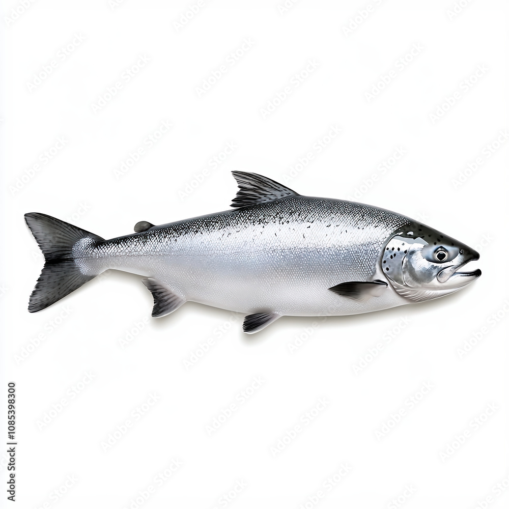 Obraz premium Fresh Silver Salmon Isolated on White Background