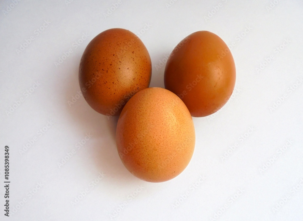 three eggs on a white background three eggs on a white background